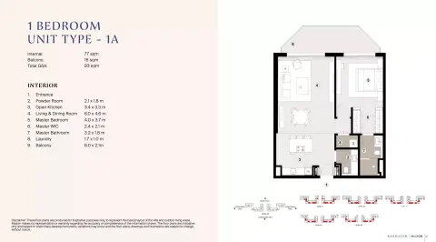 Floor plan, 1 Bed, 1,001 sq ft
