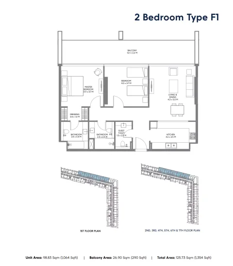 Floor plan, 2 Beds, 1,354 sq ft