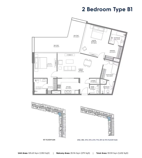 Floor plan, 2 Beds, 1,632 sq ft