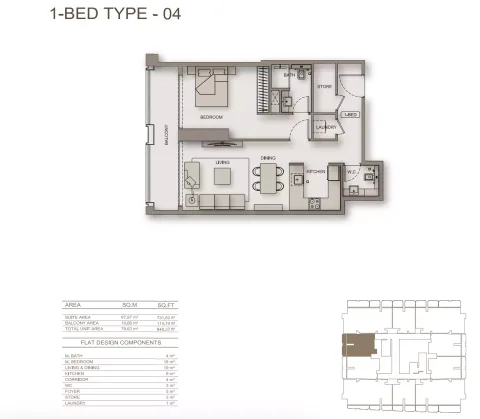 Floor plan, 1 Bed, 846 sq ft