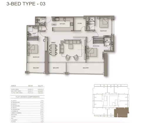 Floor plan, 3 Beds, 1,783 sq ft