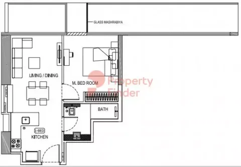 Floor plan, 1 Bed, 0 sq ft
