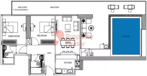 Floor plan, 2 Beds, 0 sq ft