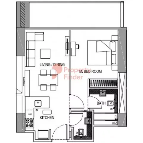 Floor plan, 1 Bed, 0 sq ft