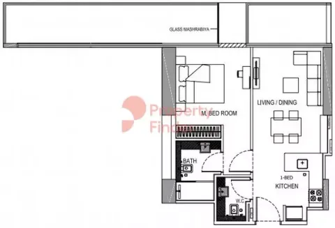 Floor plan, 1 Bed, 0 sq ft