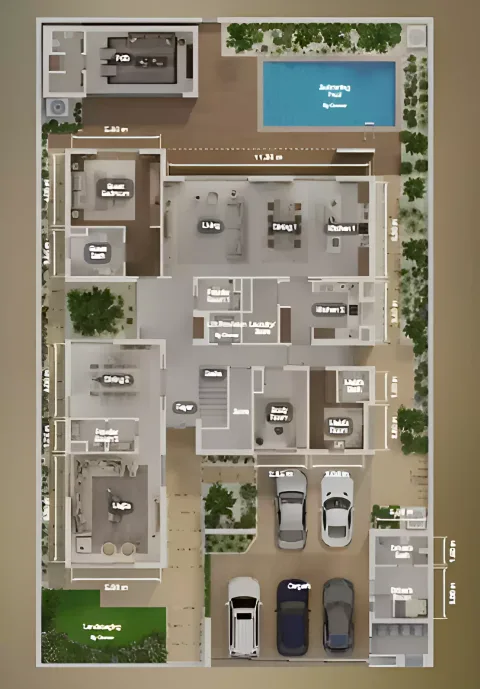 Floor plan, 6 Beds, 8,525 sq ft