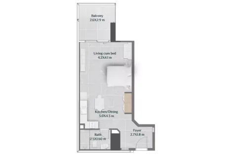 Floor plan, Studio, 430 sq ft