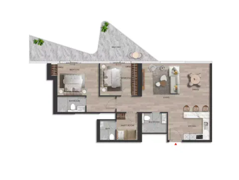 Floor plan, 2 Beds, 1,297 sq ft