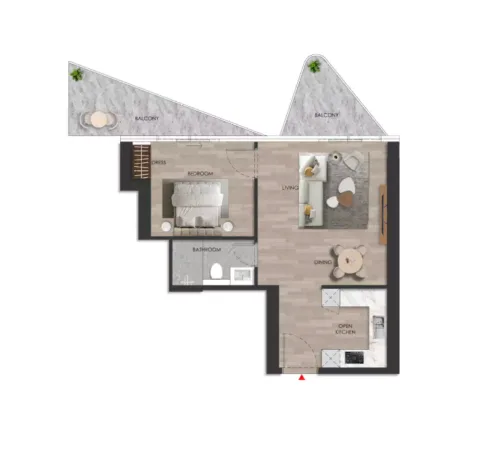 Floor plan, 1 Bed, 656 sq ft