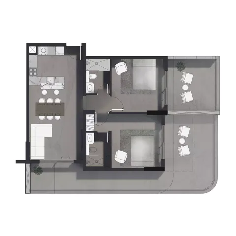 Floor plan, 2 Beds, 1,390 sq ft
