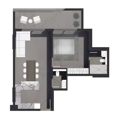 Floor plan, 1 Bed, 766 sq ft