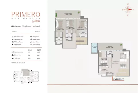 Floor plan, 3 Beds, 2,423 sq ft