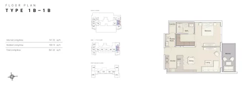 Floor plan, 1 Bed, 841 sq ft
