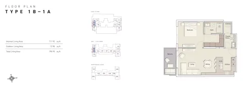 Floor plan, 1 Bed, 790 sq ft