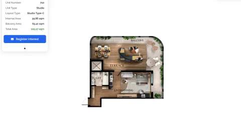 Floor plan, Studio, 1,133 sq ft