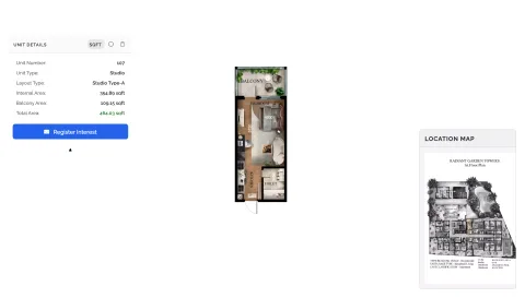 Floor plan, Studio, 464 sq ft
