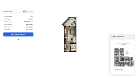 Floor plan, Studio, 491 sq ft