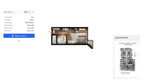 Floor plan, Studio, 382 sq ft