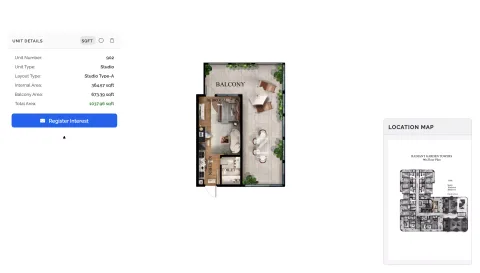 Floor plan, Studio, 1,037 sq ft