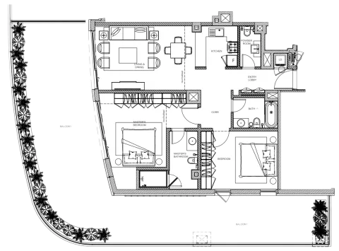 Floor plan, 2 Beds, 2,032 sq ft