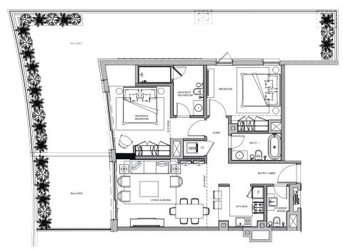 Floor plan, 2 Beds, 2,004 sq ft
