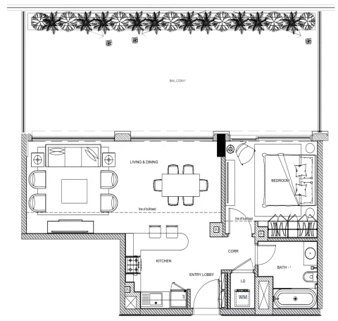 Floor plan, 1 Bed, 1,262 sq ft