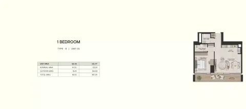 Floor plan, 1 Bed, 887 sq ft