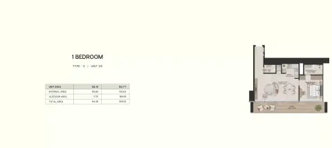 Floor plan, 1 Bed, 909 sq ft