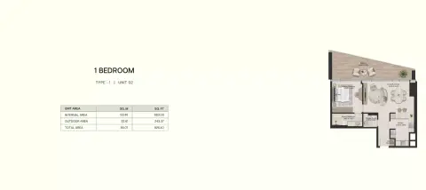 Floor plan, 1 Bed, 926 sq ft