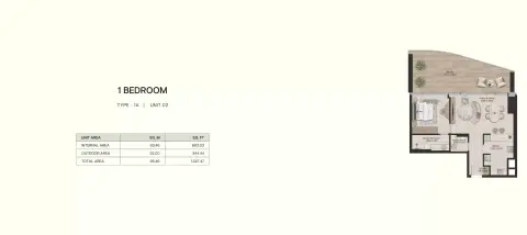 Floor plan, 1 Bed, 1,027 sq ft