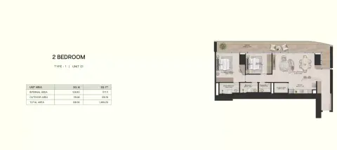 Floor plan, 2 Beds, 1,489 sq ft