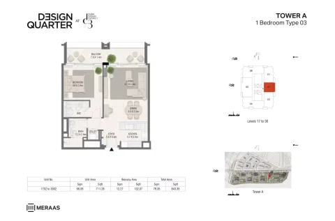 Floor plan, 1 Bed, 843 sq ft