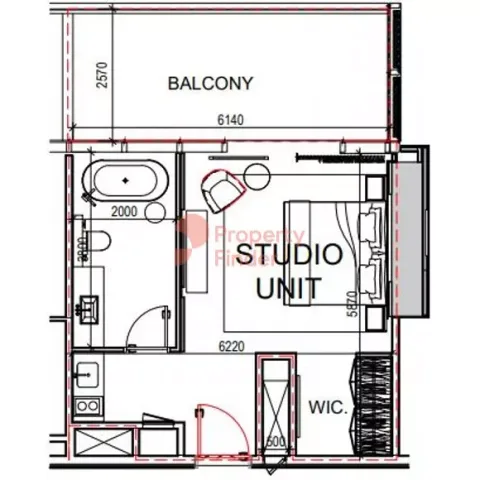 Floor plan, Studio, 575 sq ft