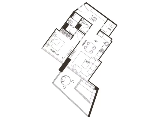 Floor plan, 1 Bed, 915 sq ft
