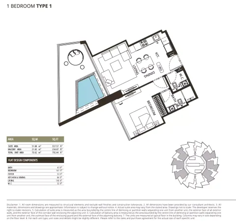 Floor plan, 1 Bed, 792 sq ft