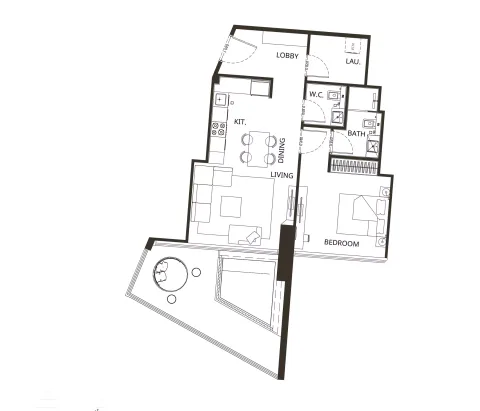 Floor plan, 1 Bed, 914 sq ft
