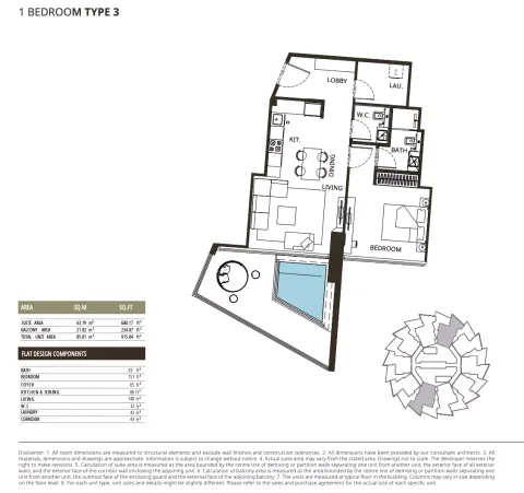 Floor plan, 1 Bed, 915 sq ft