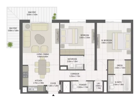 Floor plan, 1 Bed, 1,184 sq ft