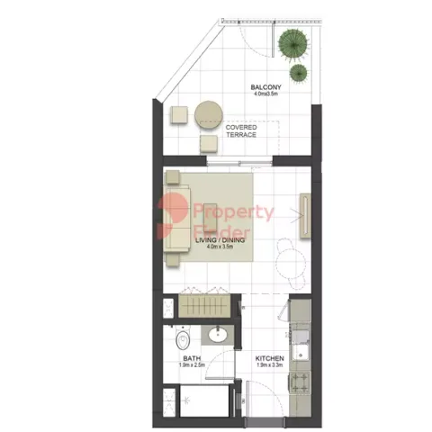 Floor plan, Studio, 363 sq ft