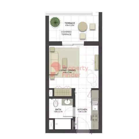 Floor plan, Studio, 357 sq ft