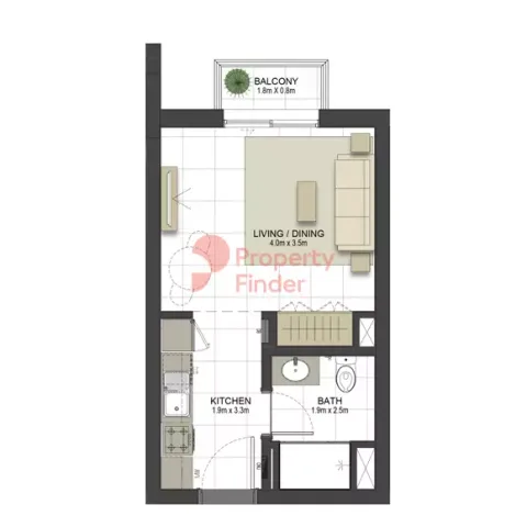 Floor plan, Studio, 357 sq ft