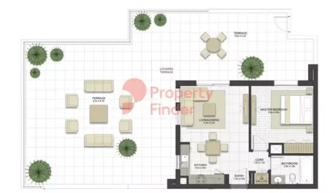 Floor plan, 1 Bed, 735 sq ft