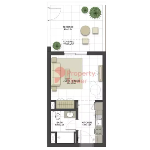 Floor plan, Studio, 357 sq ft