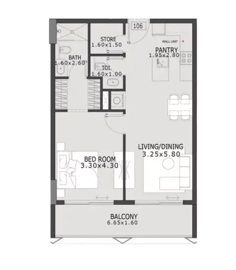 Floor plan, 1 Bed, 765 sq ft