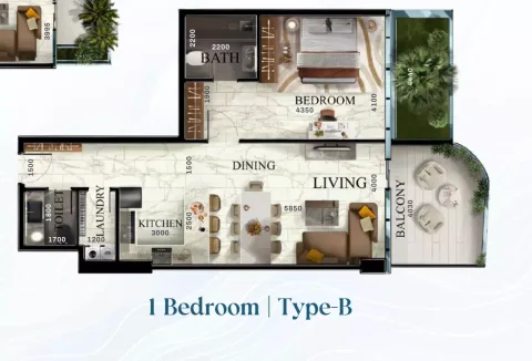 Floor plan, 1 Bed, 0 sq ft