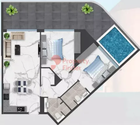 Floor plan, 2 Beds, 0 sq ft