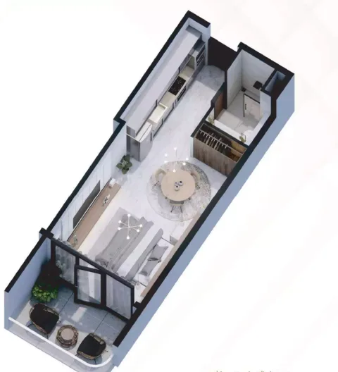 Floor plan, Studio, 332 sq ft