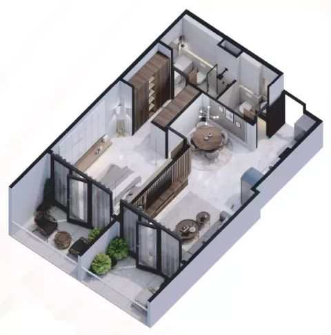 Floor plan, 1 Bed, 644 sq ft