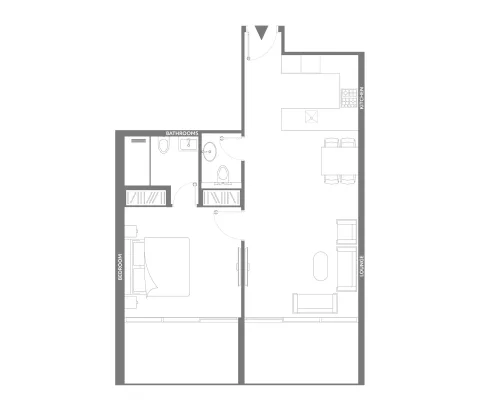 Floor plan, 1 Bed, 831 sq ft