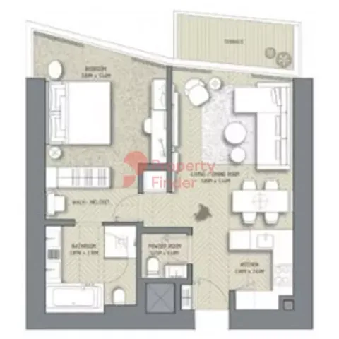 Floor plan, 1 Bed, 804 sq ft